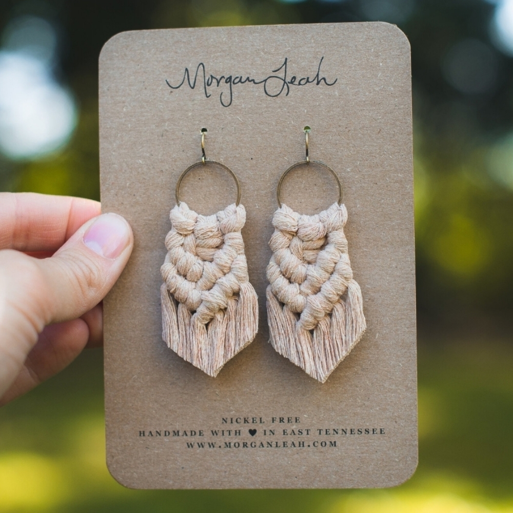 Morgan Leah sand classic macramé earrings

NWT